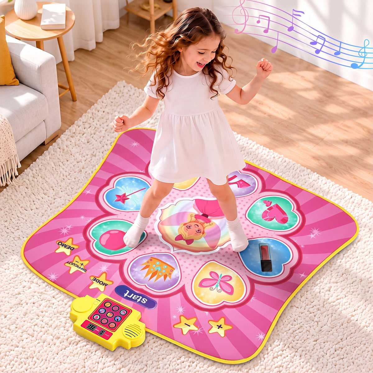 Keezi Dance Mat for Kids Age 3-12 Electronic Dance Game Pad Toy with 3 Game Modes, Pink Awezingly