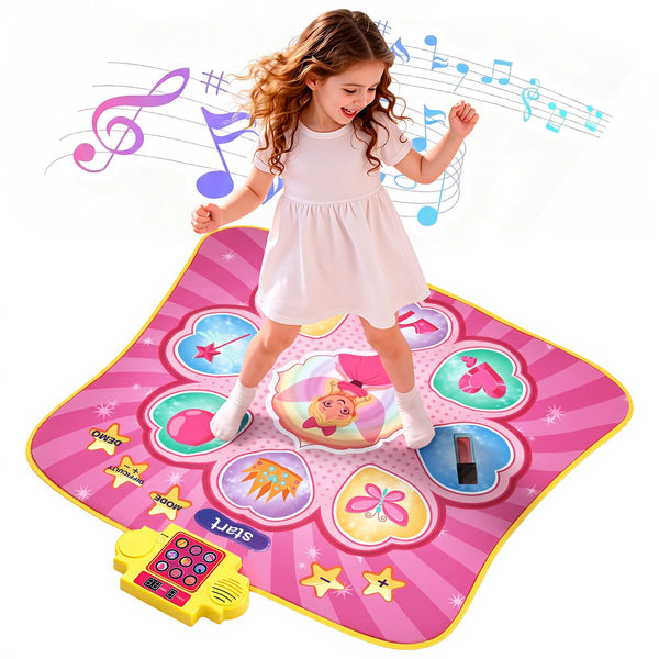 Keezi Dance Mat for Kids Age 3-12 Electronic Dance Game Pad Toy with 3 Game Modes, Pink Awezingly