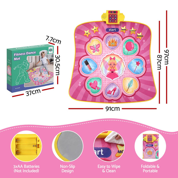 Keezi Dance Mat for Kids Age 3-12 Electronic Dance Game Pad Toy with 3 Game Modes, Pink Awezingly