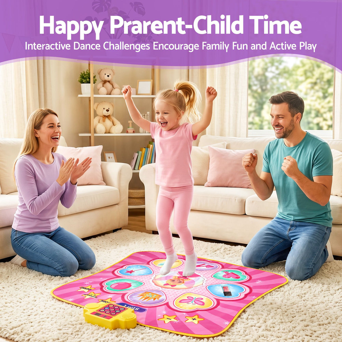 Keezi Dance Mat for Kids Age 3-12 Electronic Dance Game Pad Toy with 3 Game Modes, Pink Awezingly