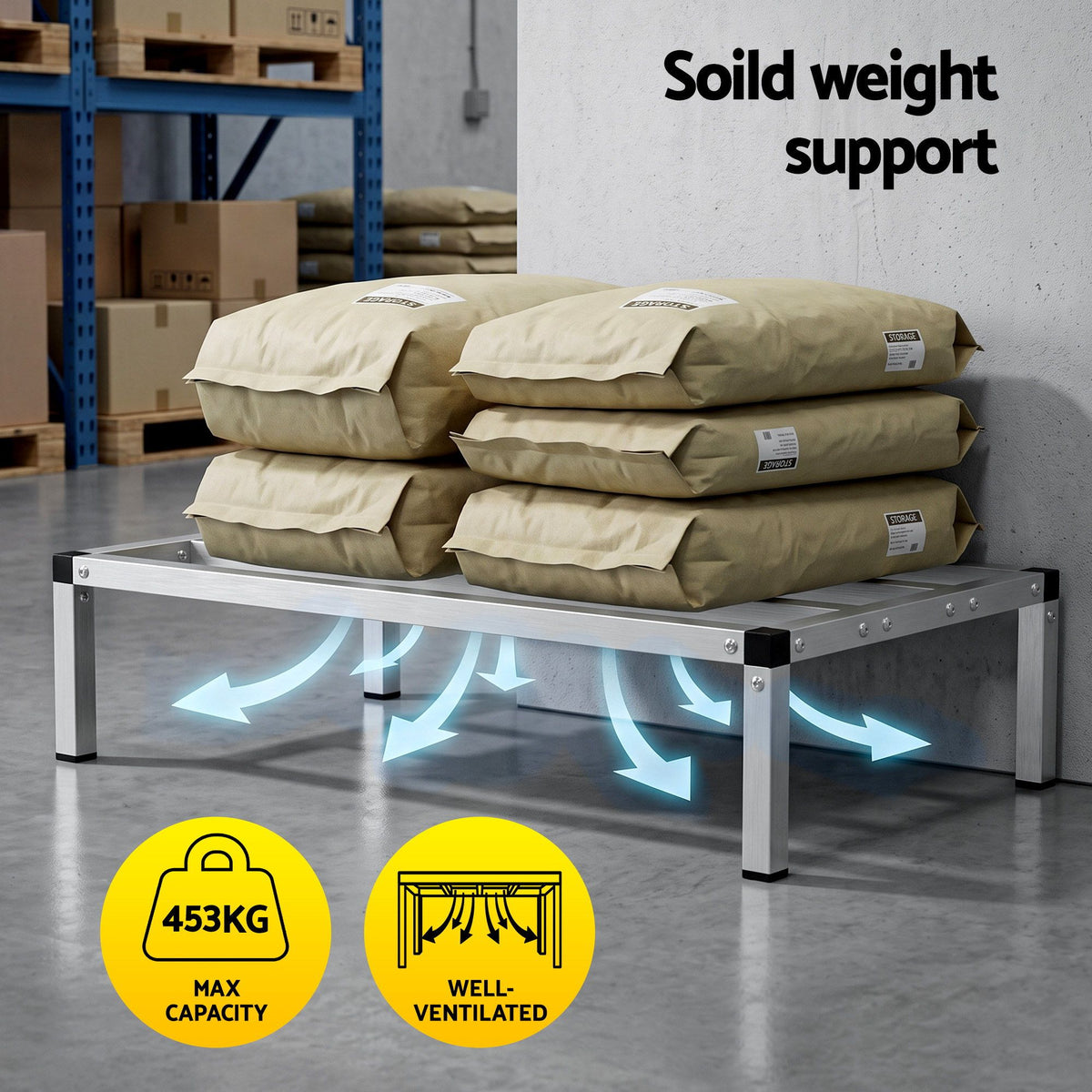 Giantz 91x51cm Aluminum Dunnage Rack Heavy Duty Kitchen Storage Platform Awezingly