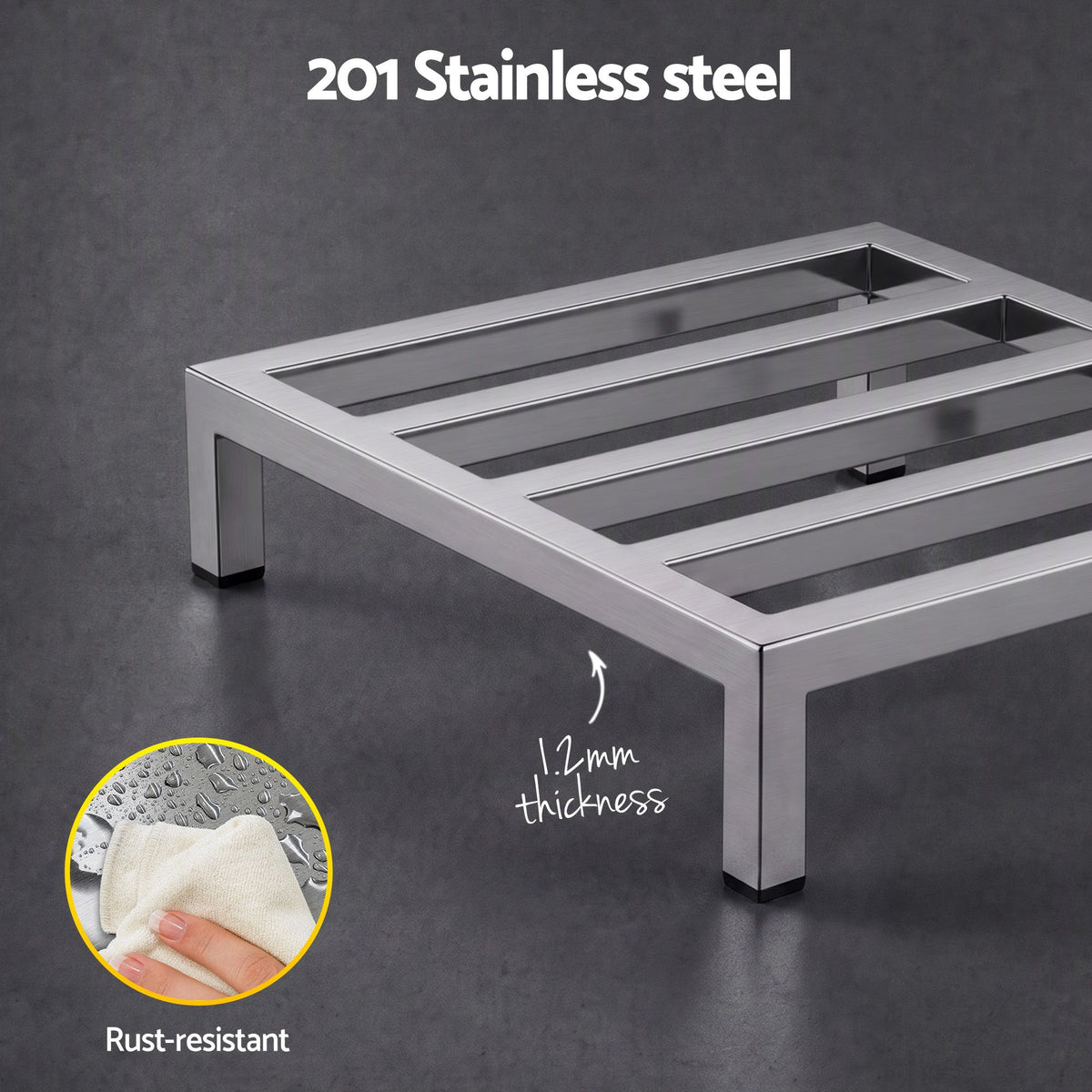 Giantz 35x35cm Dunnage Rack 2-Pack Stainless Steel Kitchen Floor Stand Awezingly