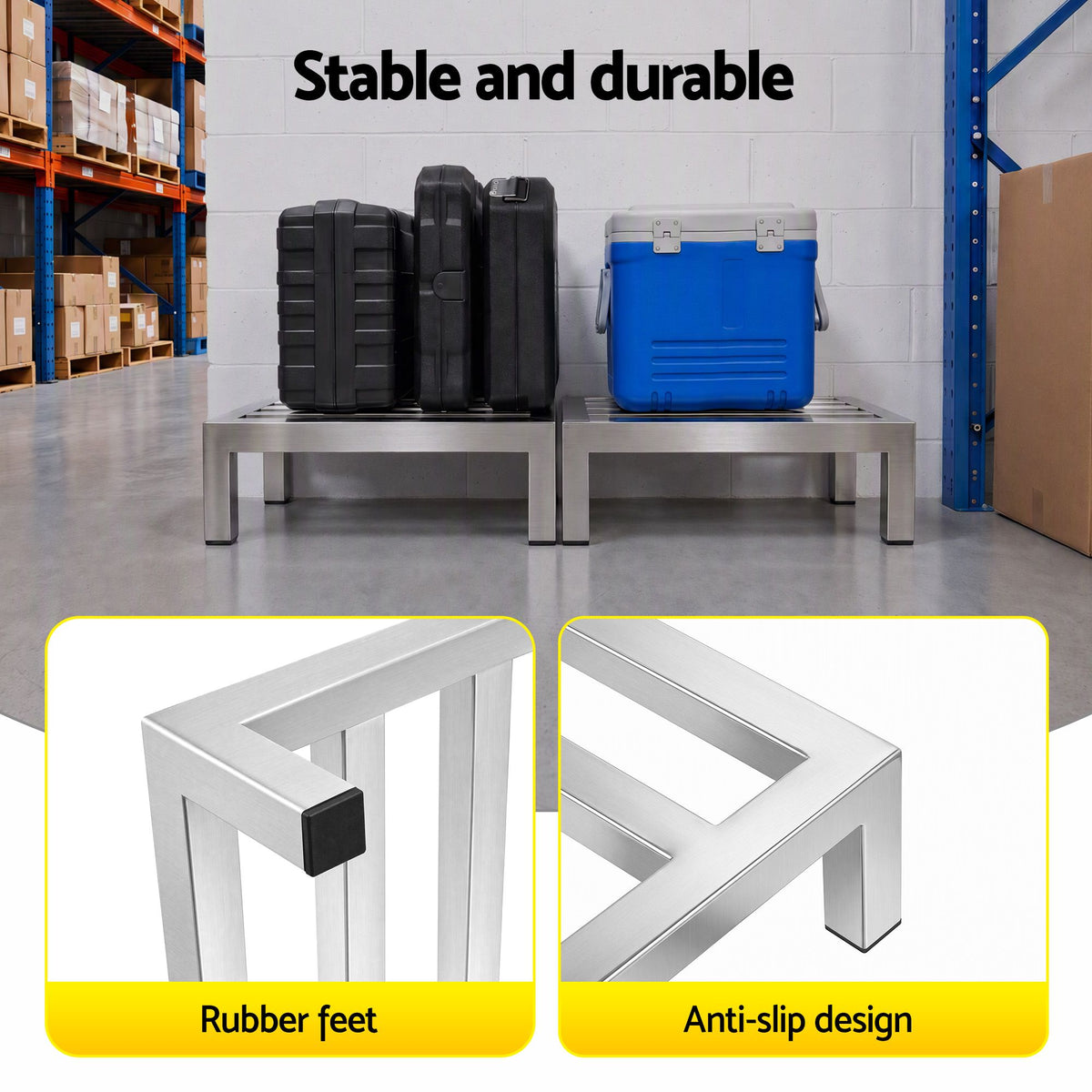Giantz 35x35cm Dunnage Rack 2-Pack Stainless Steel Kitchen Floor Stand Awezingly