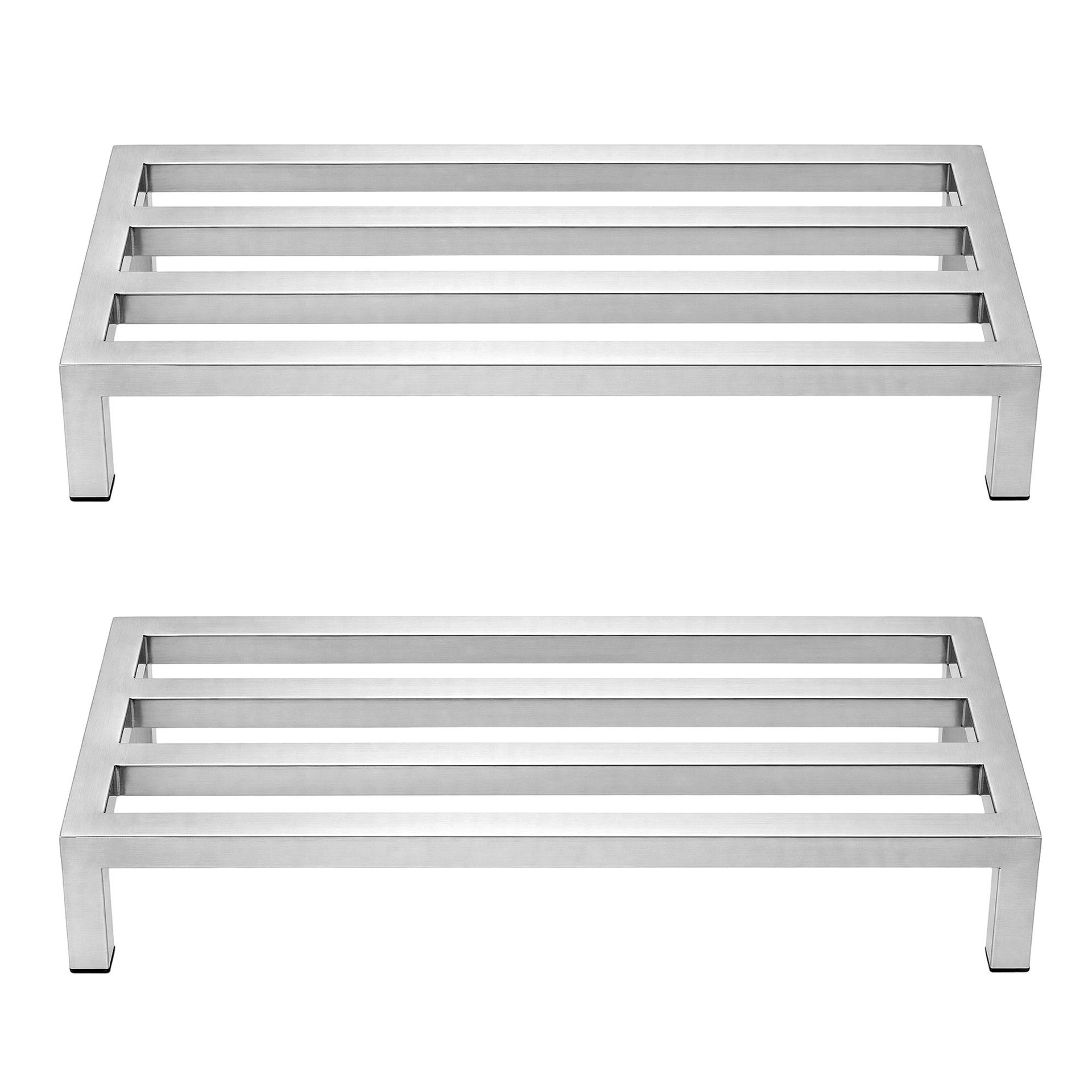 Giantz 60x35cm Dunnage Rack 2-Pack Stainless Steel Kitchen Floor Stand Awezingly