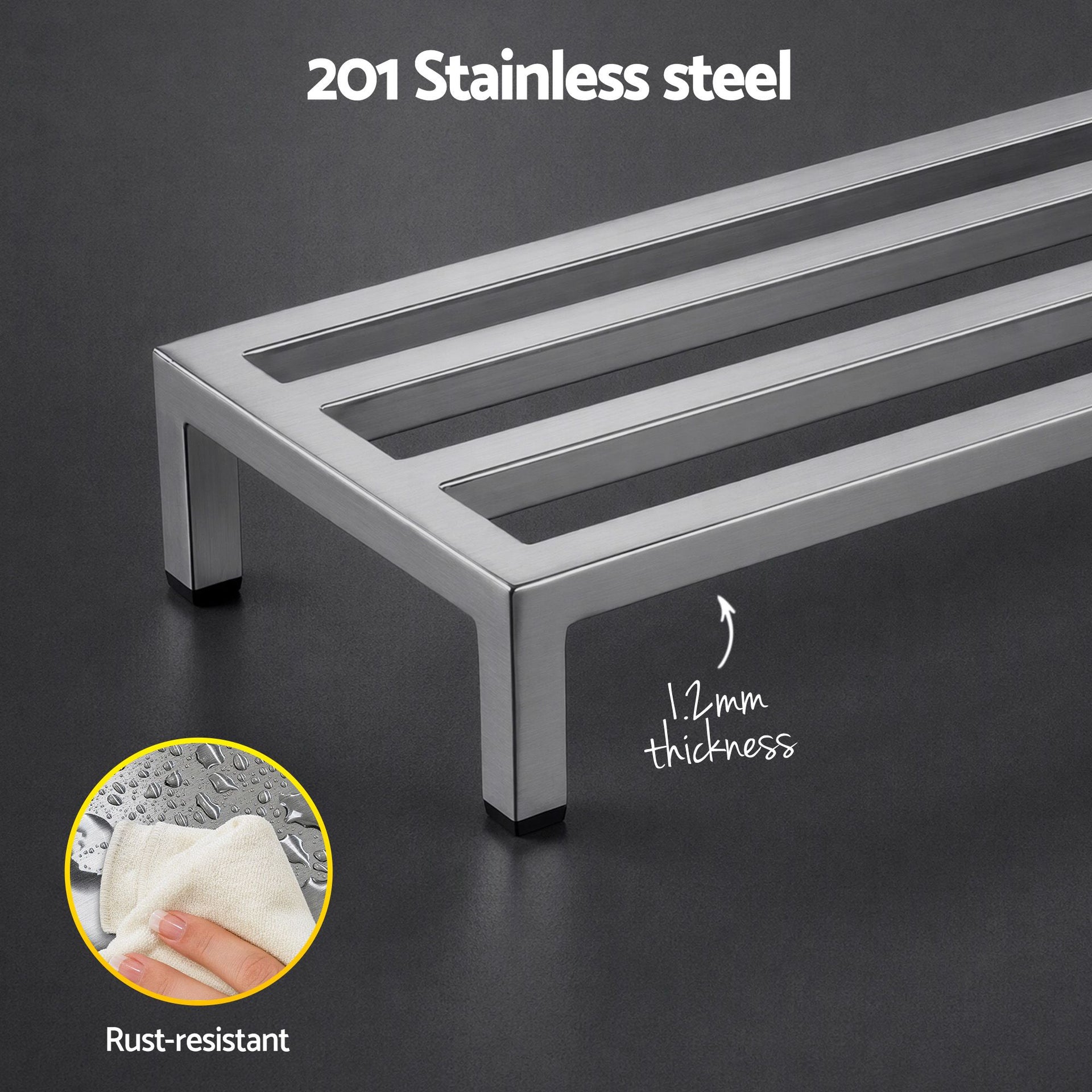 Giantz 60x35cm Dunnage Rack 2-Pack Stainless Steel Kitchen Floor Stand Awezingly