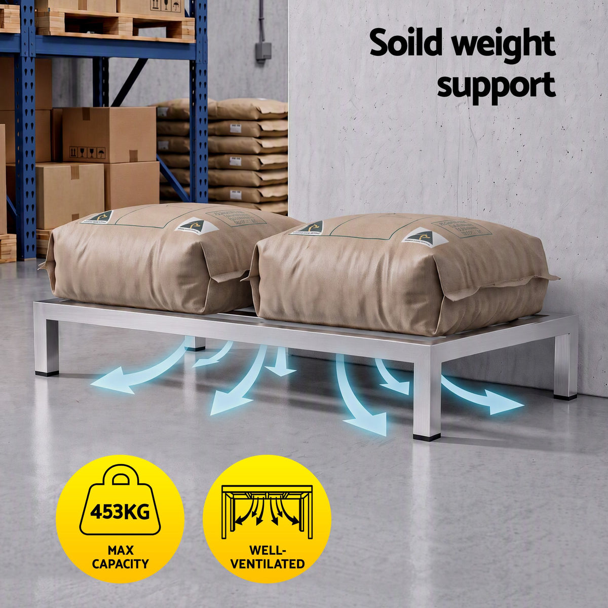 Giantz 60x35cm Dunnage Rack 2-Pack Stainless Steel Kitchen Floor Stand Awezingly
