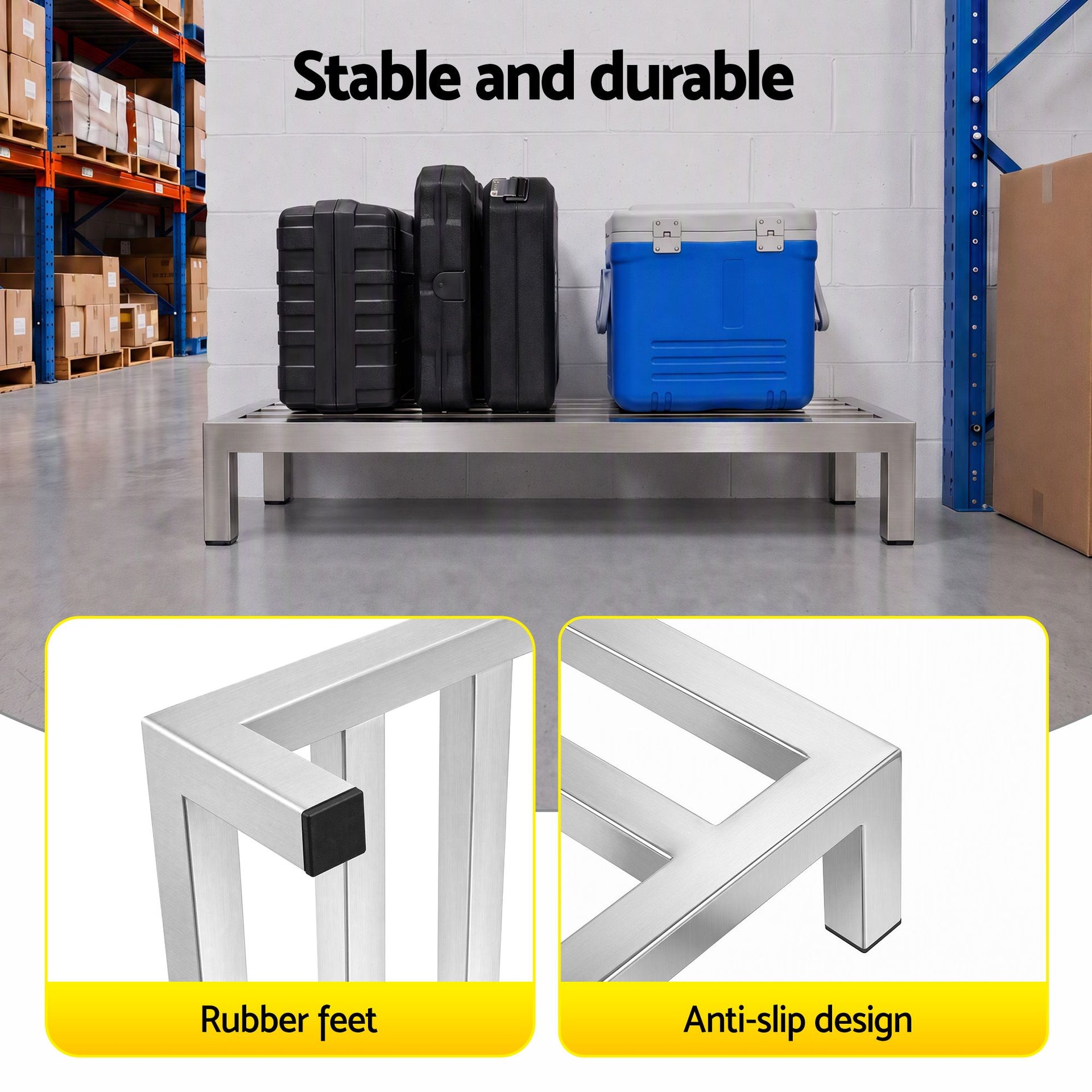 Giantz 60x35cm Dunnage Rack 2-Pack Stainless Steel Kitchen Floor Stand Awezingly