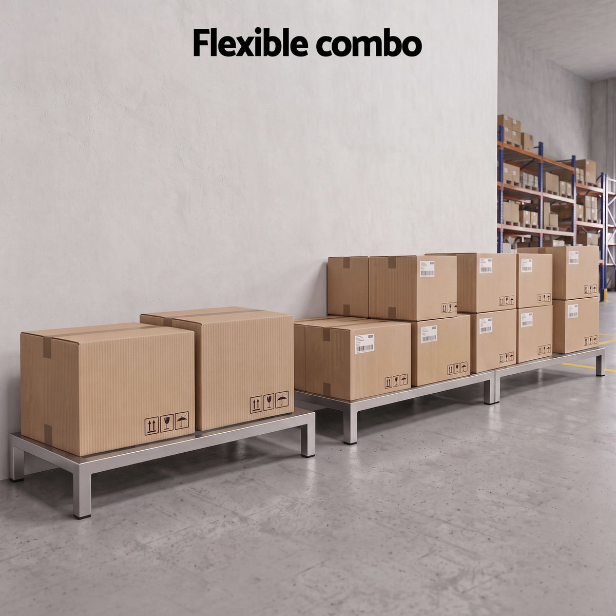 Giantz 60x35cm Dunnage Rack 2-Pack Stainless Steel Kitchen Floor Stand Awezingly