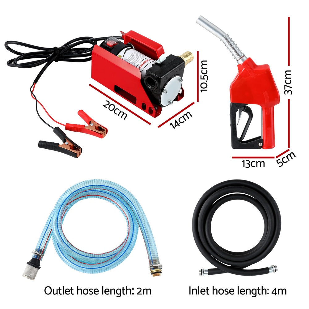 Giantz Fuel Transfer Pump Electric Diesel Kerosene Pump 12V DC 10GPM Nozzle Hose Giantz