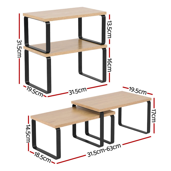 Cefito Kitchen Storage Shelves Rack Cupboard Cabinet Organiser Set of 2 Awezingly