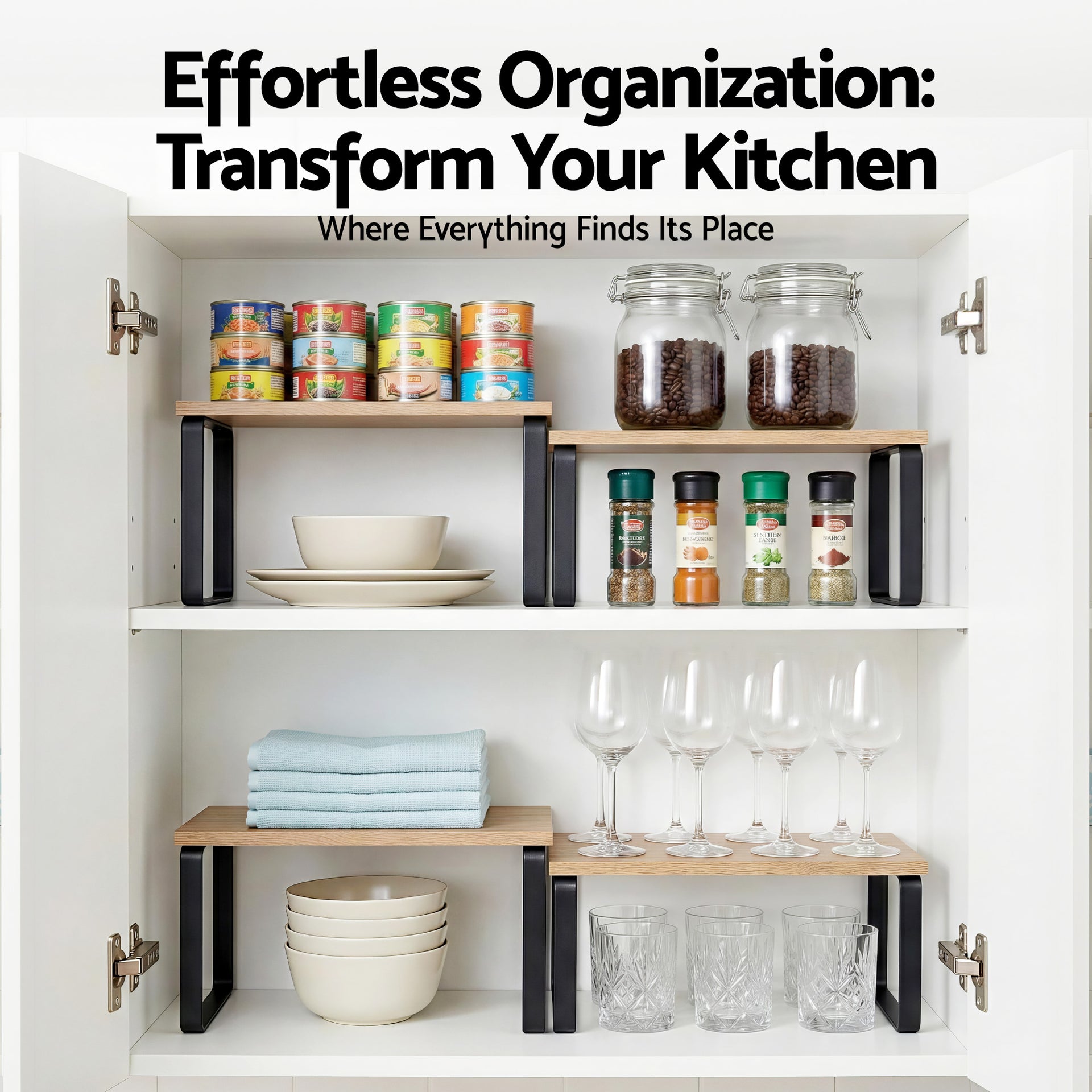 Cefito Kitchen Storage Shelves Rack Cupboard Cabinet Organiser Set of 2 Awezingly