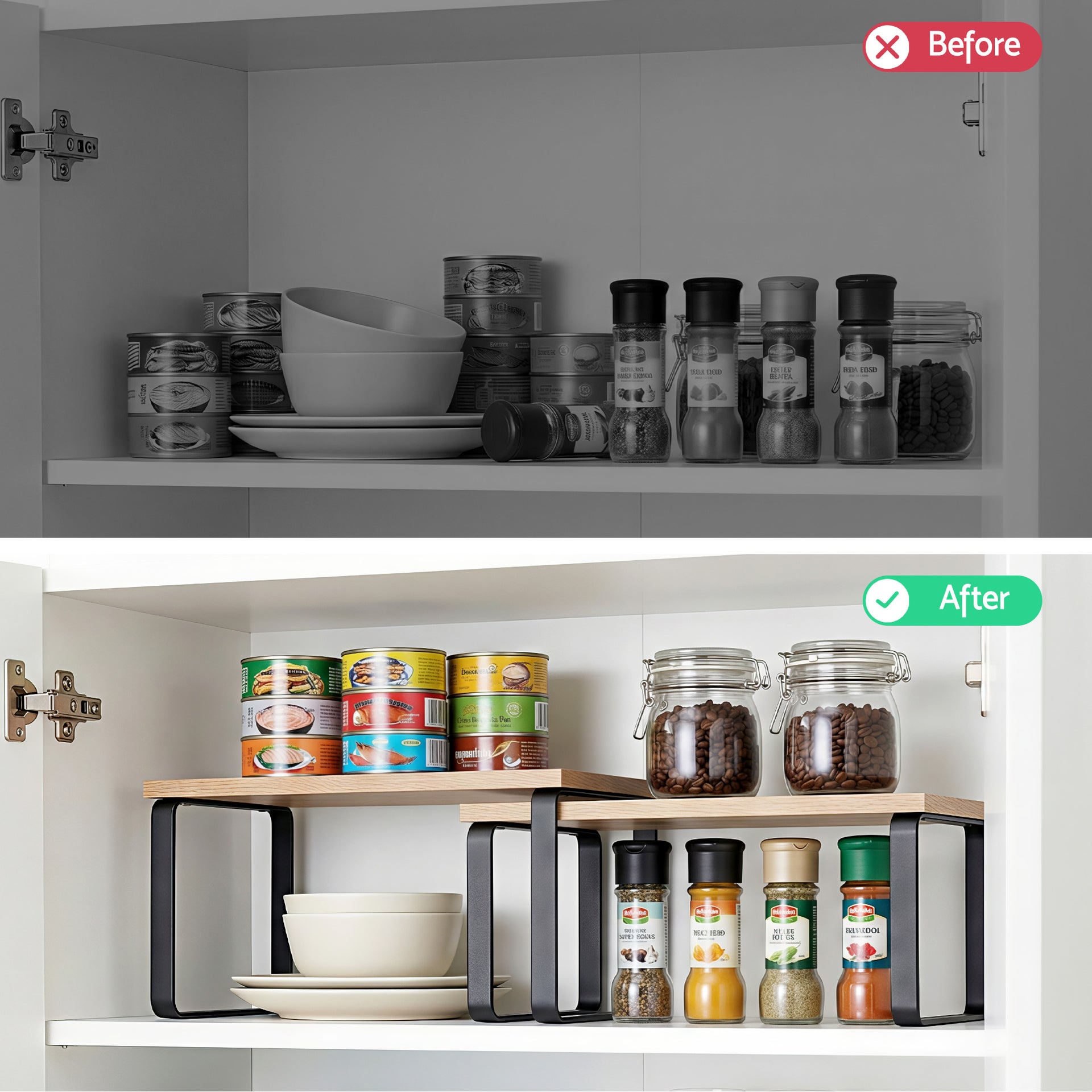 Cefito Kitchen Storage Shelves Rack Cupboard Cabinet Organiser Set of 2 Awezingly