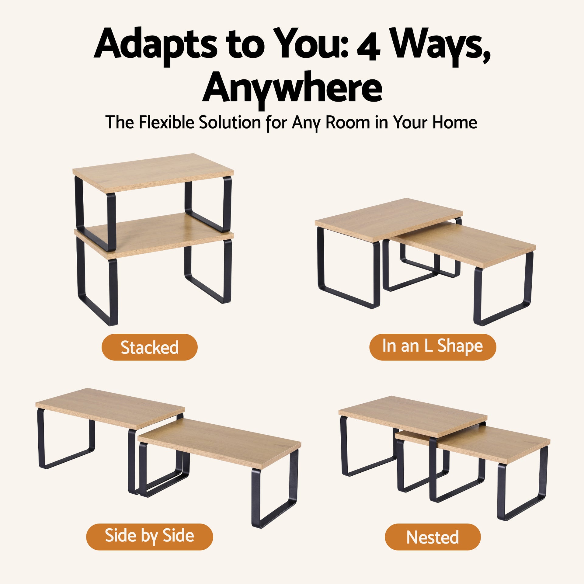 Cefito Kitchen Storage Shelves Rack Cupboard Cabinet Organiser Set of 2 Awezingly