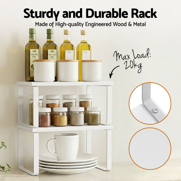 Cefito Kitchen Storage Shelves Rack Cupboard Cabinet Organiser Set of 2 Awezingly