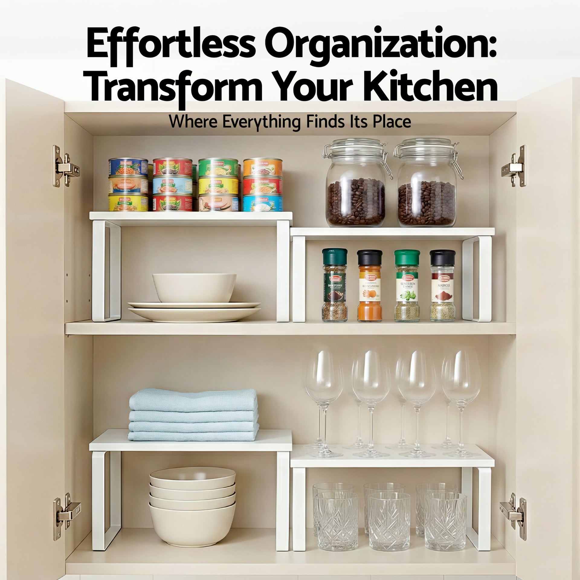 Cefito Kitchen Storage Shelves Rack Cupboard Cabinet Organiser Set of 2 Awezingly