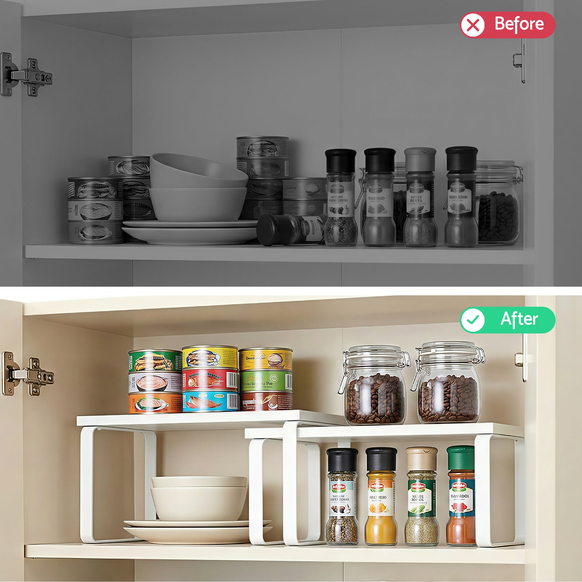 Cefito Kitchen Storage Shelves Rack Cupboard Cabinet Organiser Set of 2 Awezingly