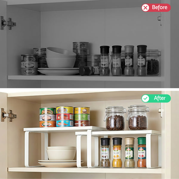 Cefito Kitchen Storage Shelves Rack Cupboard Cabinet Organiser Set of 2 Awezingly