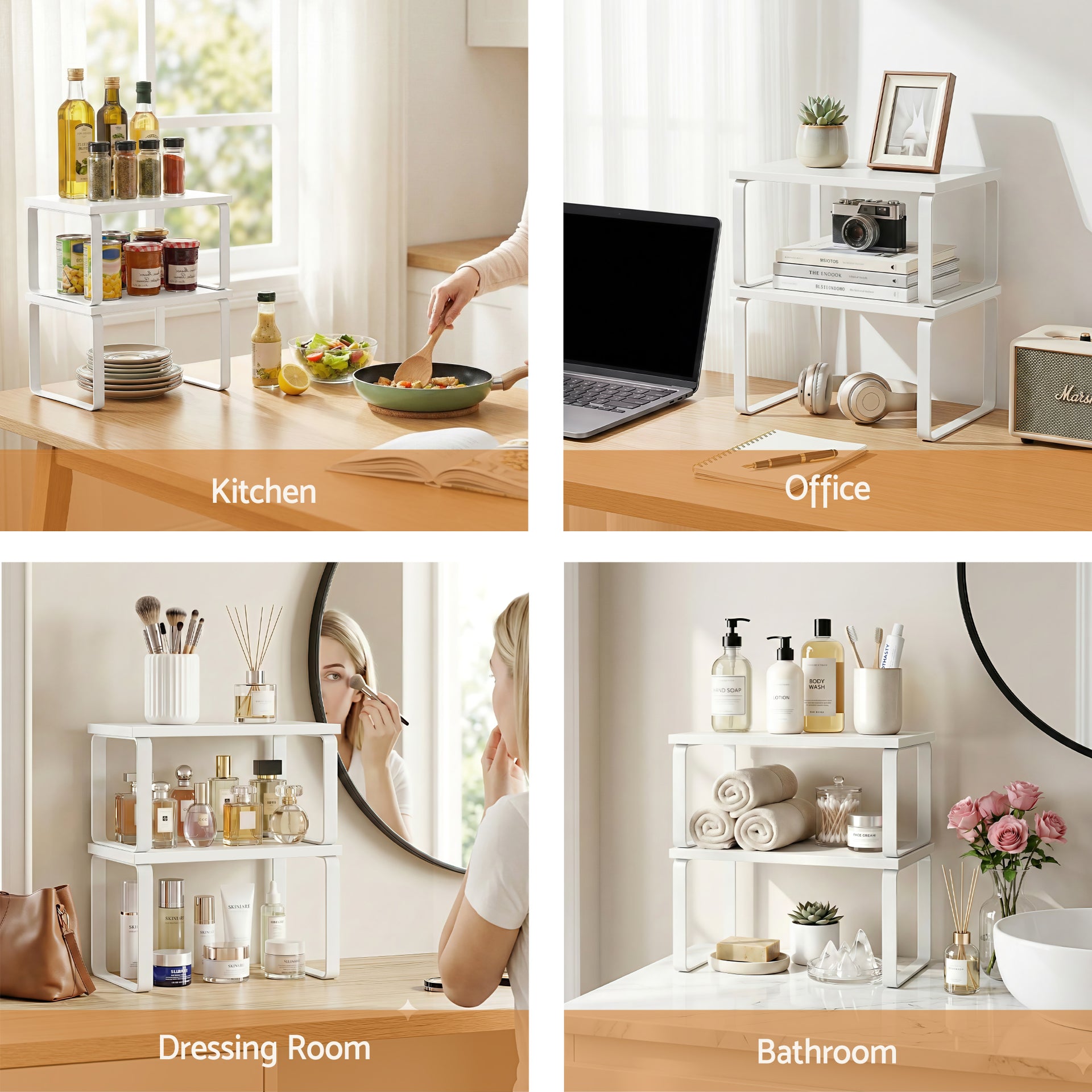 Cefito Kitchen Storage Shelves Rack Cupboard Cabinet Organiser Set of 2 Awezingly