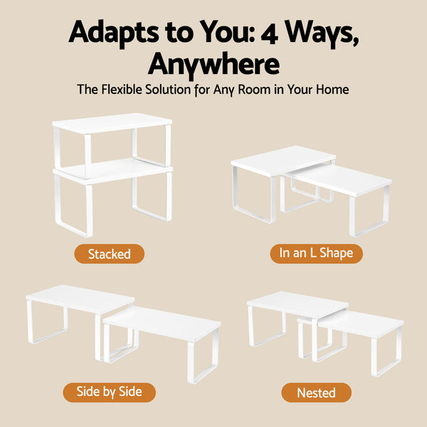 Cefito Kitchen Storage Shelves Rack Cupboard Cabinet Organiser Set of 2 Awezingly