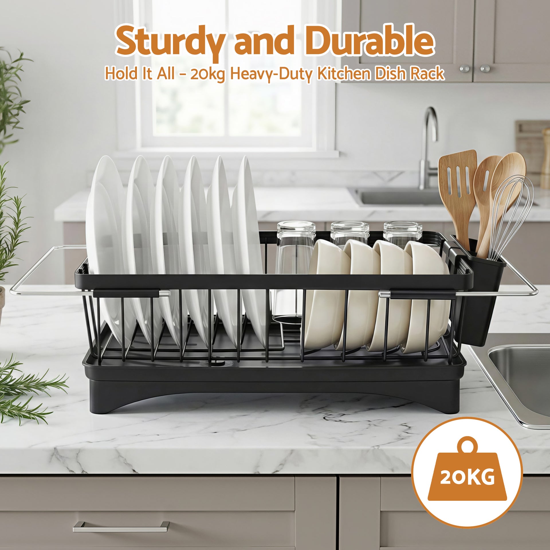 Cefito Dish Drying Rack for Kitchen Storage Organisation Kitchen Sink Organiser Dish Drainer Awezingly
