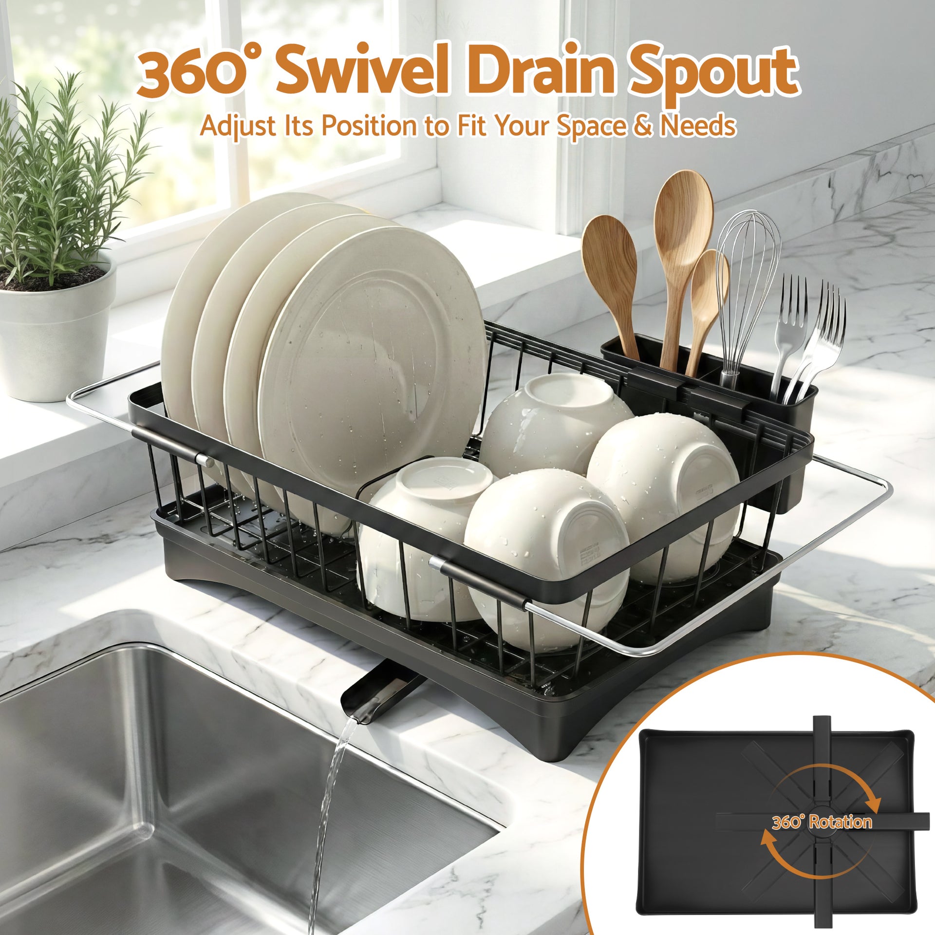 Cefito Dish Drying Rack for Kitchen Storage Organisation Kitchen Sink Organiser Dish Drainer Awezingly