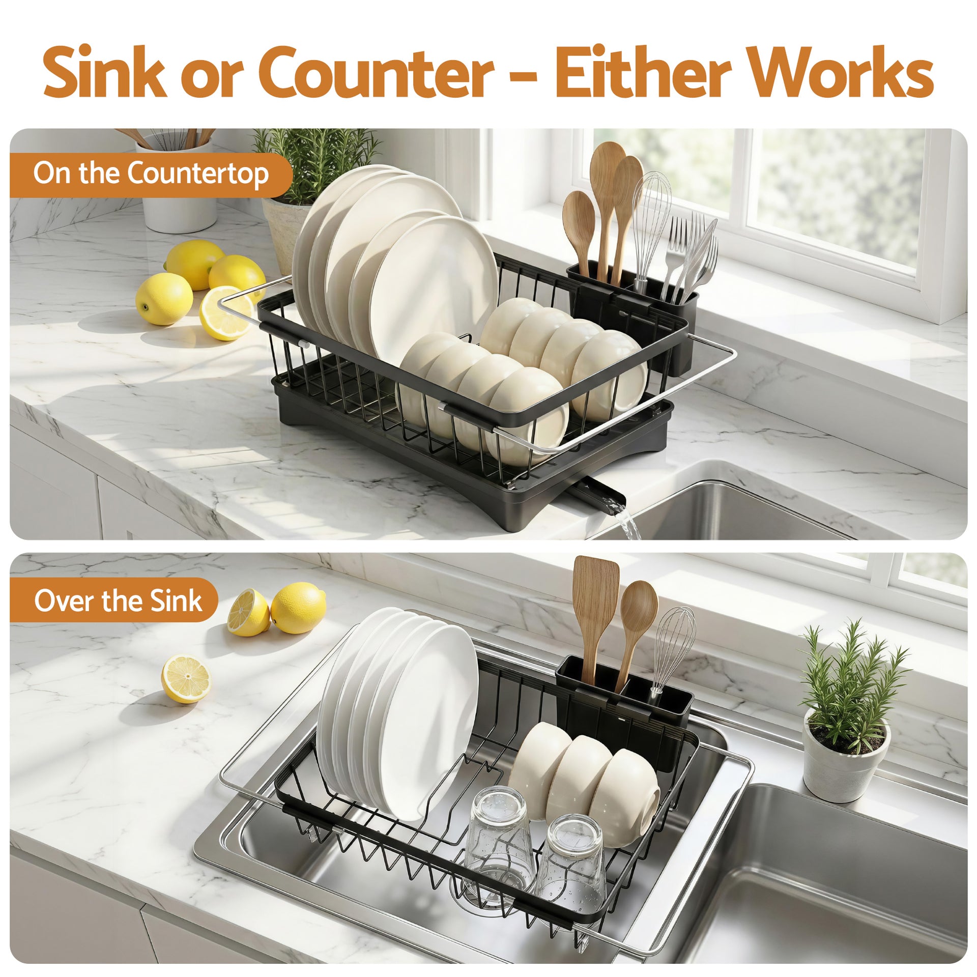 Cefito Dish Drying Rack for Kitchen Storage Organisation Kitchen Sink Organiser Dish Drainer Awezingly