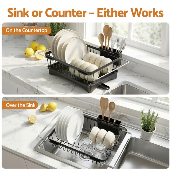 Cefito Dish Drying Rack for Kitchen Storage Organisation Kitchen Sink Organiser Dish Drainer Awezingly