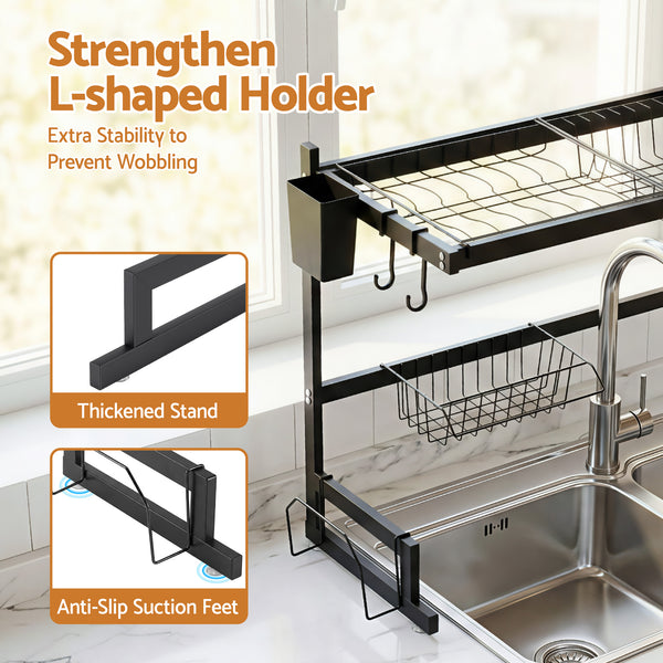 Cefito Dish Drying Rack for Kitchen Storage Organisation Kitchen Sink Organiser Dish Drainer Awezingly