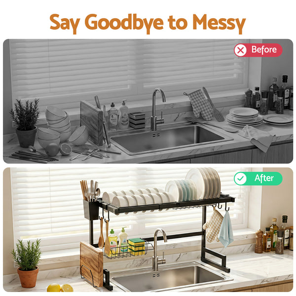 Cefito Dish Drying Rack for Kitchen Storage Organisation Kitchen Sink Organiser Dish Drainer Awezingly