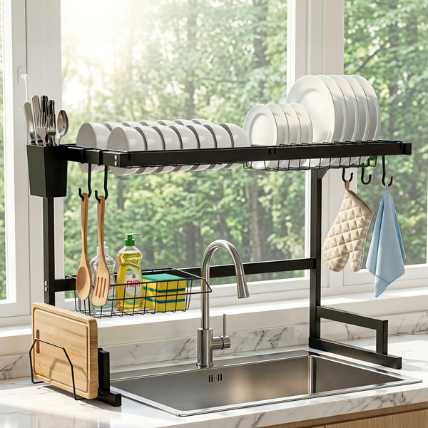 Cefito Dish Drying Rack for Kitchen Storage Organisation Kitchen Sink Organiser Dish Drainer Awezingly