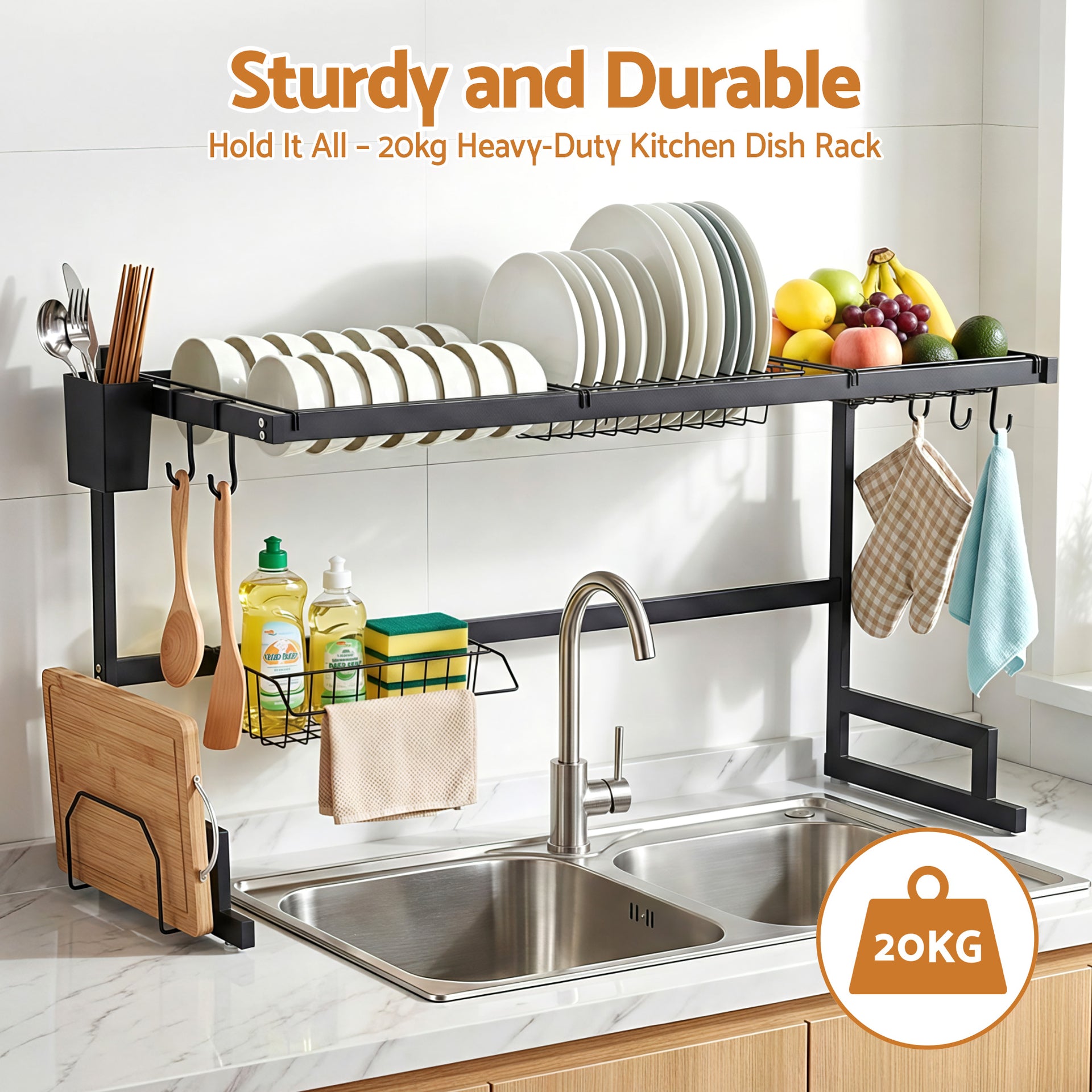 Cefito Dish Drying Rack for Kitchen Storage Organisation Kitchen Sink Organiser Dish Drainer Awezingly