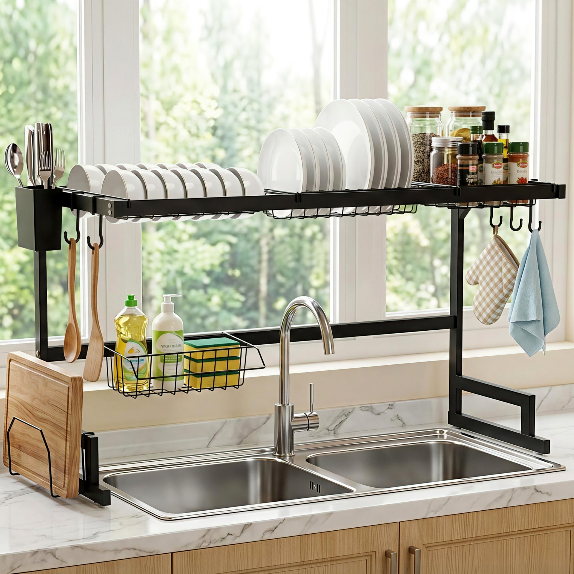 Cefito Dish Drying Rack for Kitchen Storage Organisation Kitchen Sink Organiser Dish Drainer Awezingly