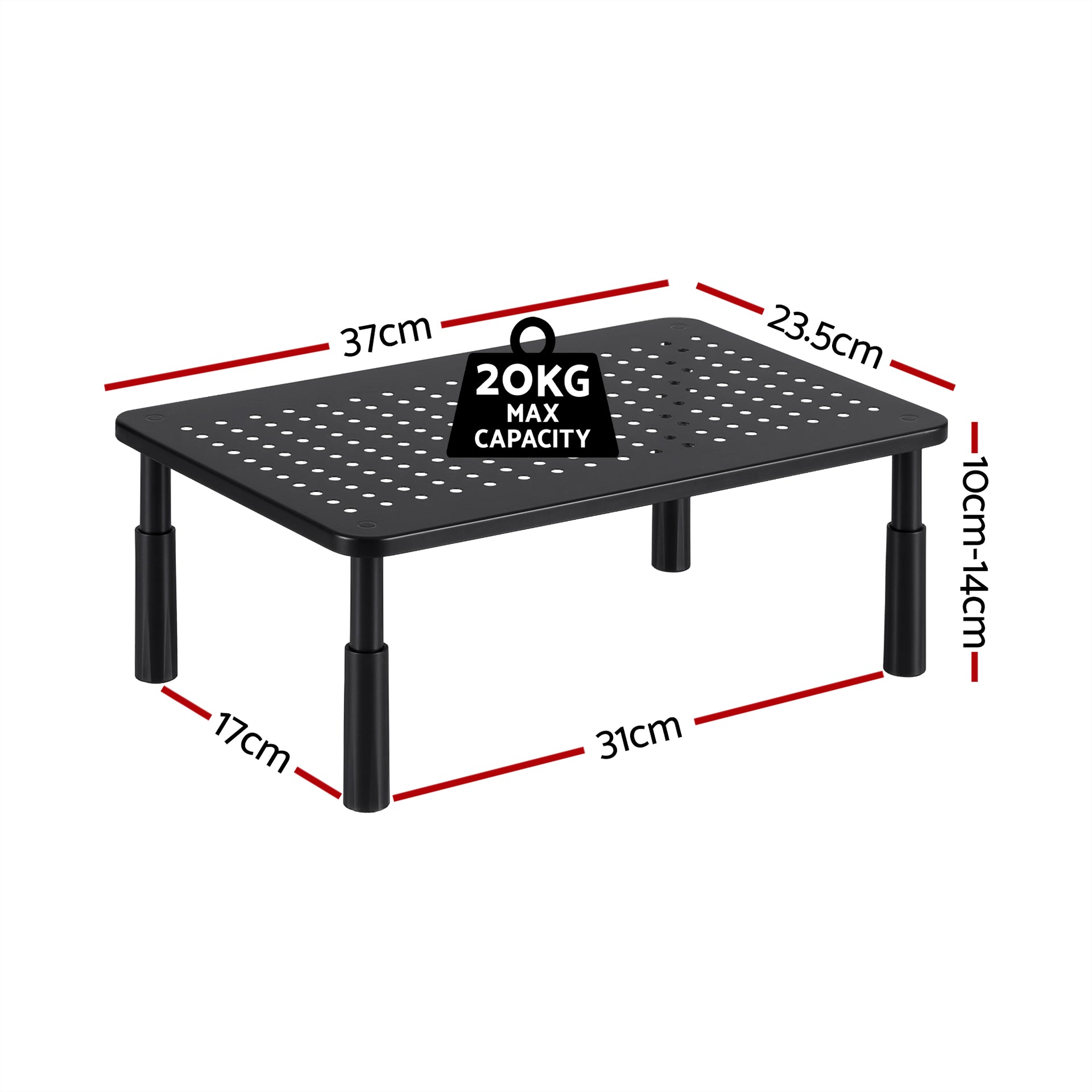 Artiss Monitor Stand Adjustable Riser For Computer Monitor And Laptop 3 Height Desk Organizer Black Artiss