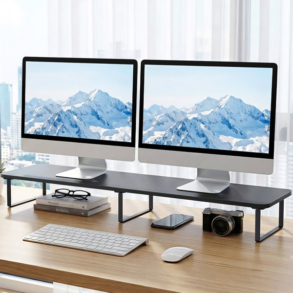 Artiss Dual Monitor Stand 100cm Riser Large Laptop Stand Desk Organiser Black Artiss