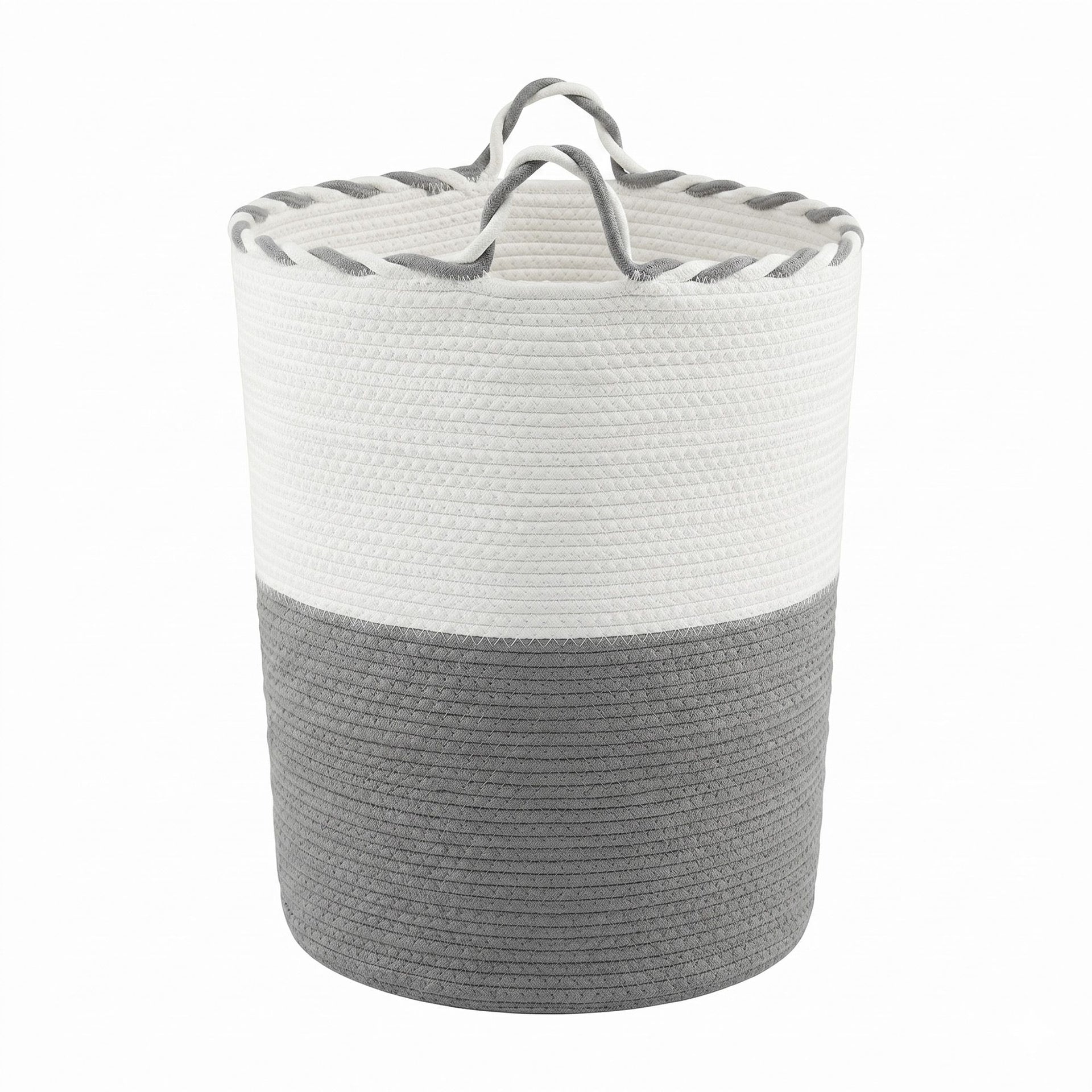 Artiss Woven Laundry Basket with handles Foldable White & Grey Awezingly