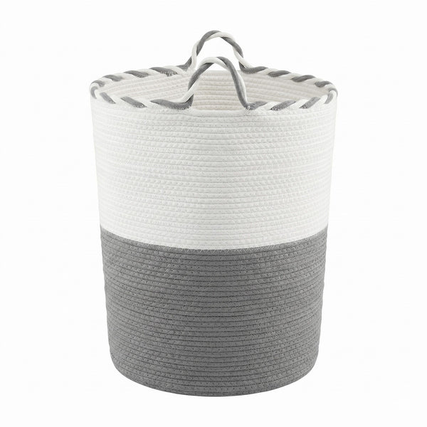 Artiss Woven Laundry Basket with handles Foldable White & Grey Awezingly