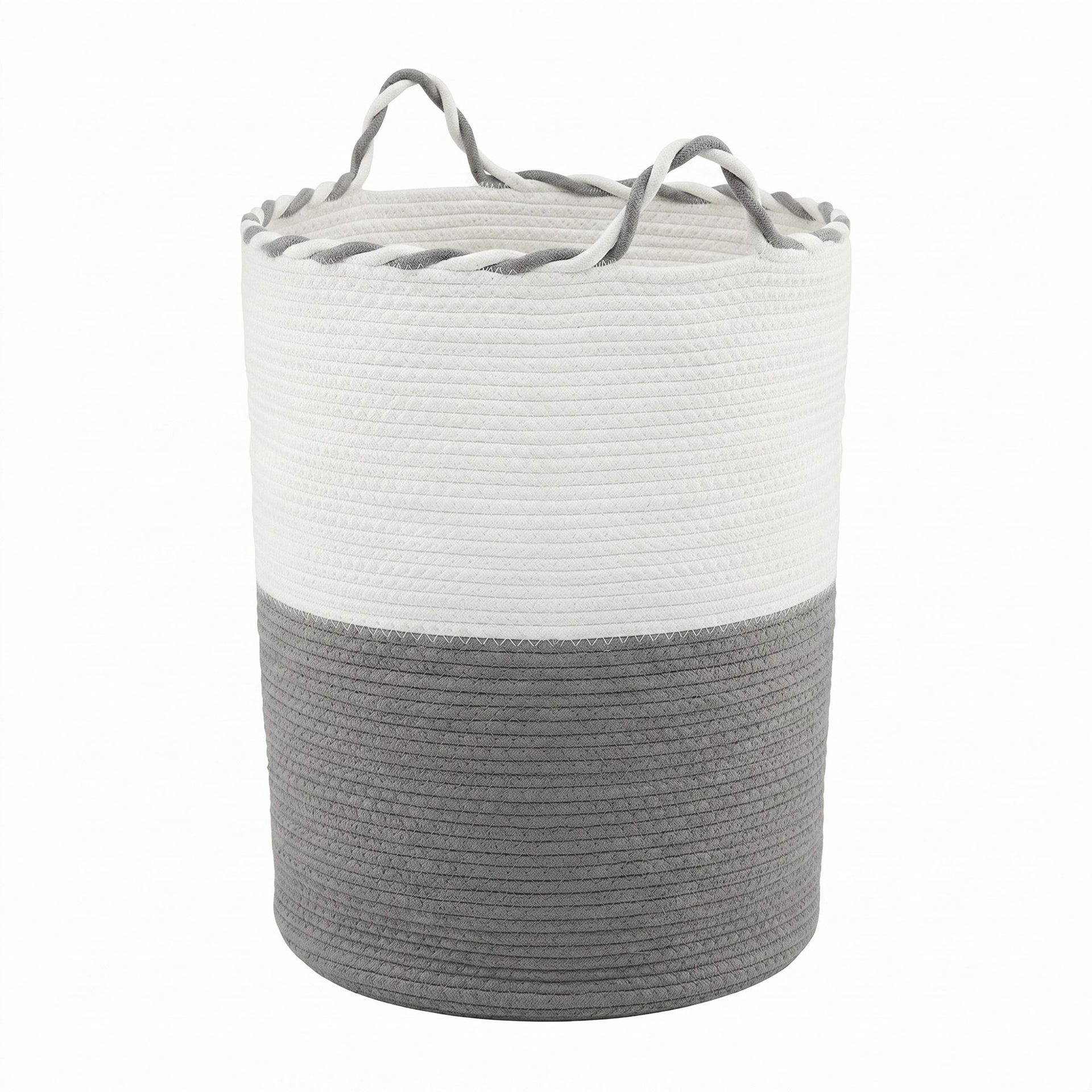 Artiss Woven Laundry Basket with handles Foldable White & Grey Awezingly