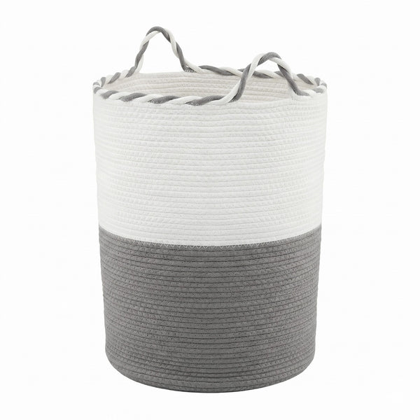 Artiss Woven Laundry Basket with handles Foldable White & Grey Awezingly