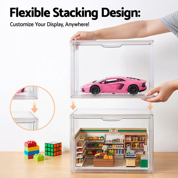 Artiss Clear Acrylic Display Case Box 2 Pack For Toys 54cm Artiss