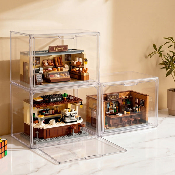Artiss Clear Acrylic Display Case 3 Pack Toy Storage Box Artiss