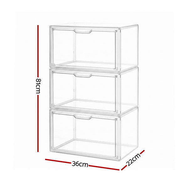 Artiss Clear Acrylic Display Case 3 Pack Toy Storage Box Artiss