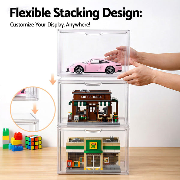 Artiss Clear Acrylic Display Case 3 Pack Toy Storage Box Artiss