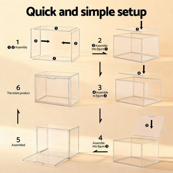 Artiss Clear Acrylic Display Case 3 Pack Toy Storage Box Artiss