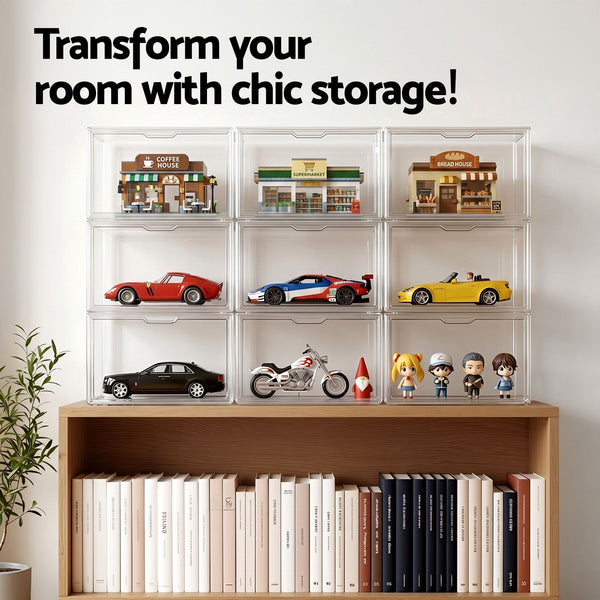 Artiss Clear Acrylic Display Case 3 Pack Toy Storage Box Artiss