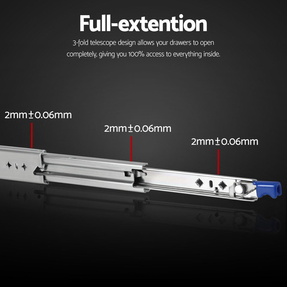 Giantz 2x Drawer Slides Heavy Duty Full Extension Locking 500-1000mm Length Awezingly
