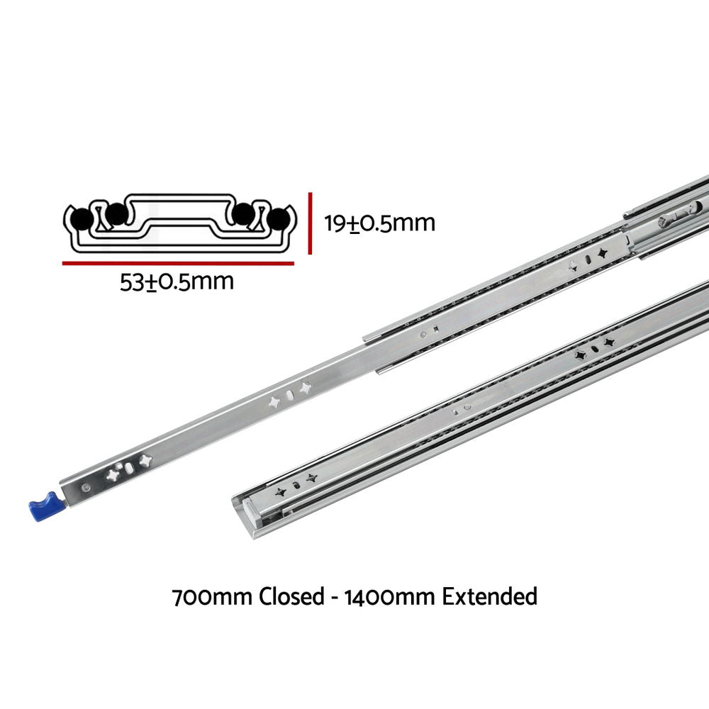 Giantz 2x Drawer Slides Heavy Duty Full Extension Locking 700-1400mm Length Awezingly