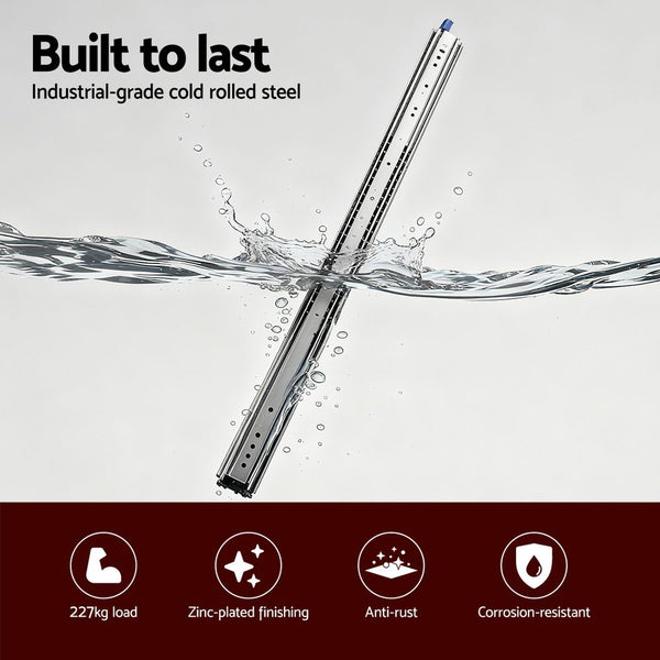 Giantz 2x Drawer Slides Full Extension Locking 227kg 914-1829mm Length Awezingly