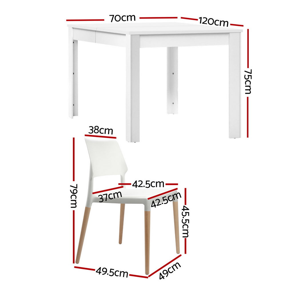 1 Artiss Dining Table and 4 Chairs Set White Wood Artiss