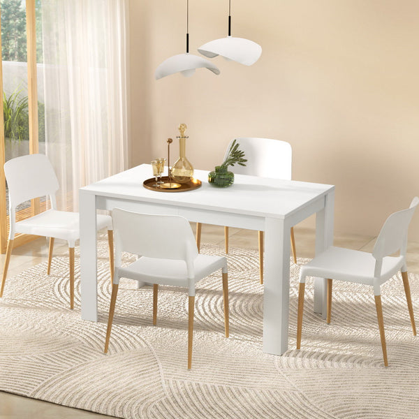 1 Artiss Dining Table and 4 Chairs Set White Wood Artiss