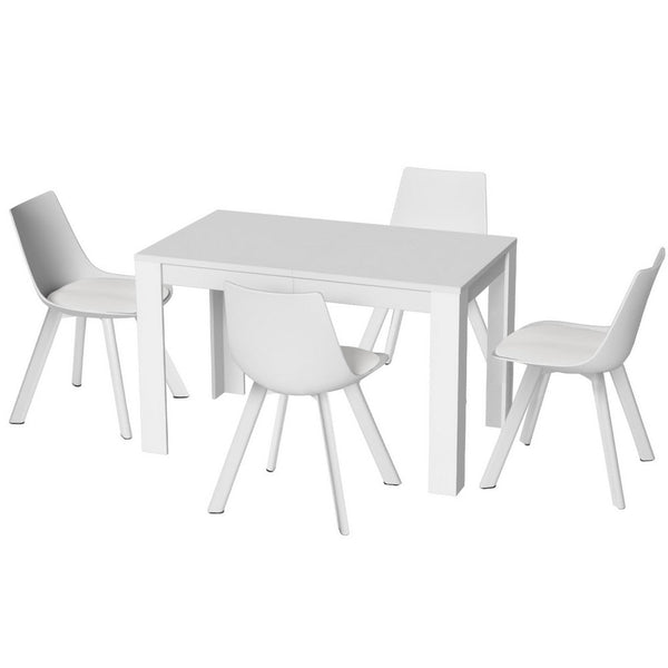 1 Artiss Dining Table and 4 Chairs Set Rectangle White Artiss
